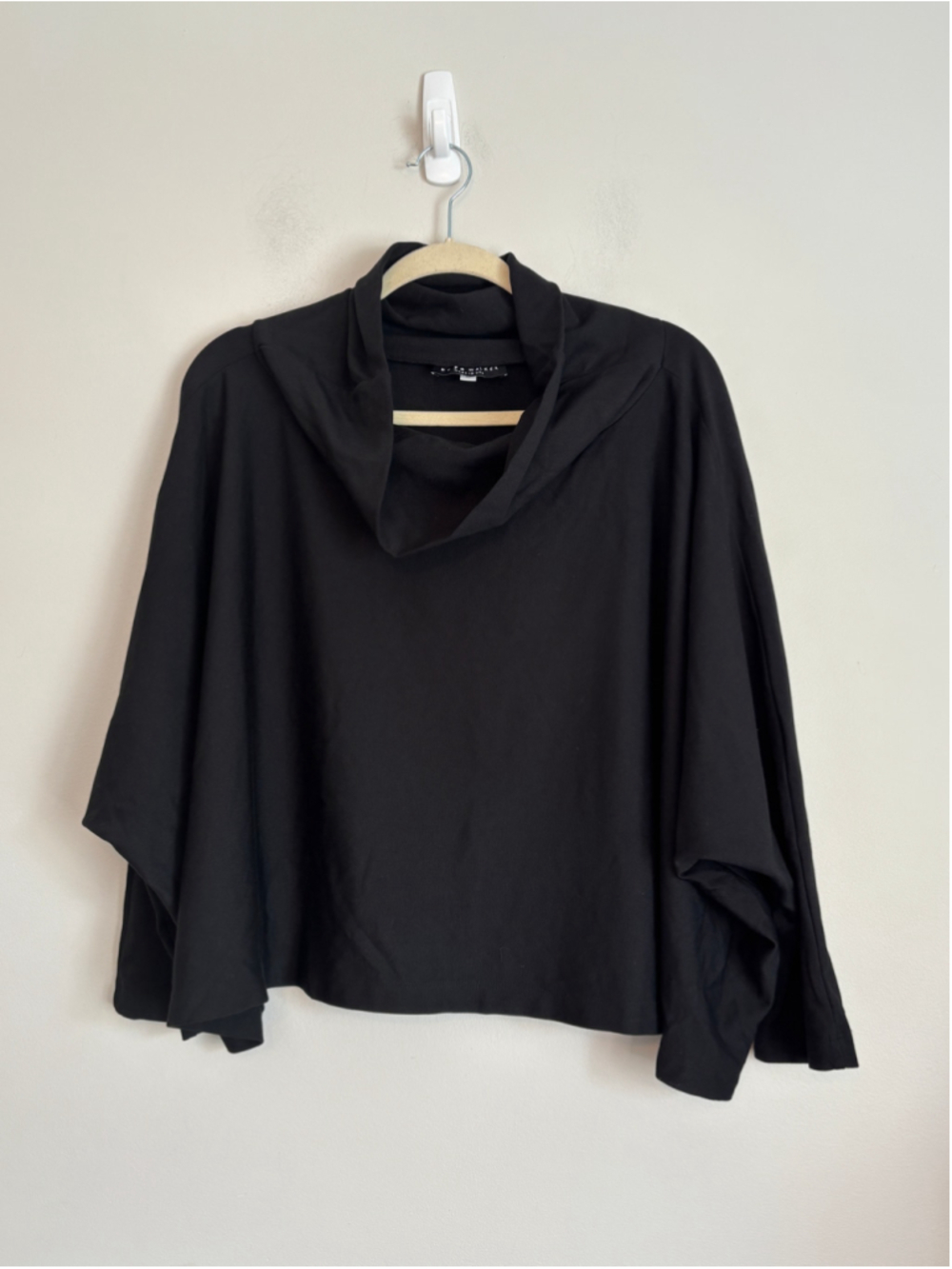 Bryn Walker Black Cowl Neck Crop Poncho Top Size S Black Minimalist Lagenlook